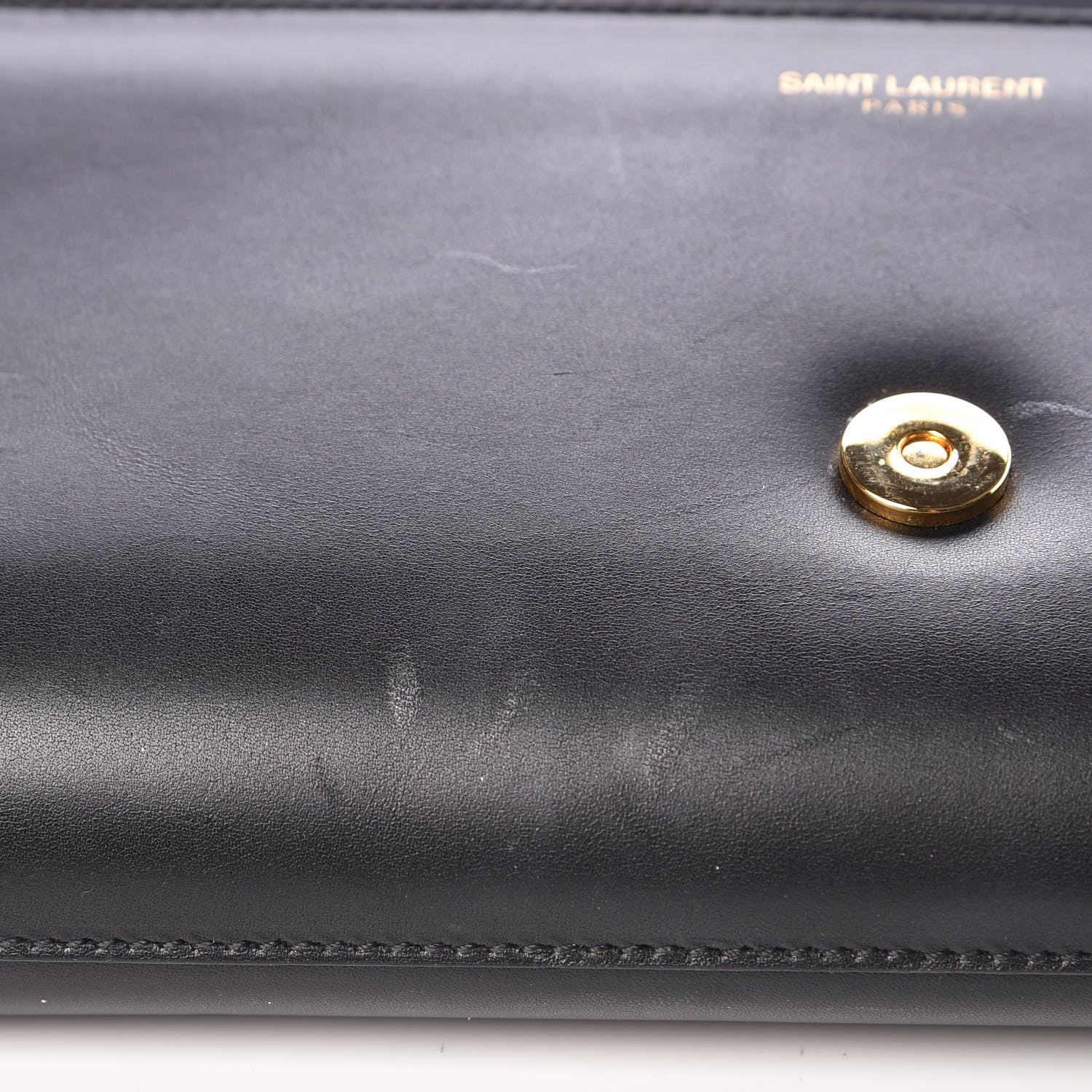 Saint Laurent Calfskin Lutetia Flap Clutch Black 8 of 13