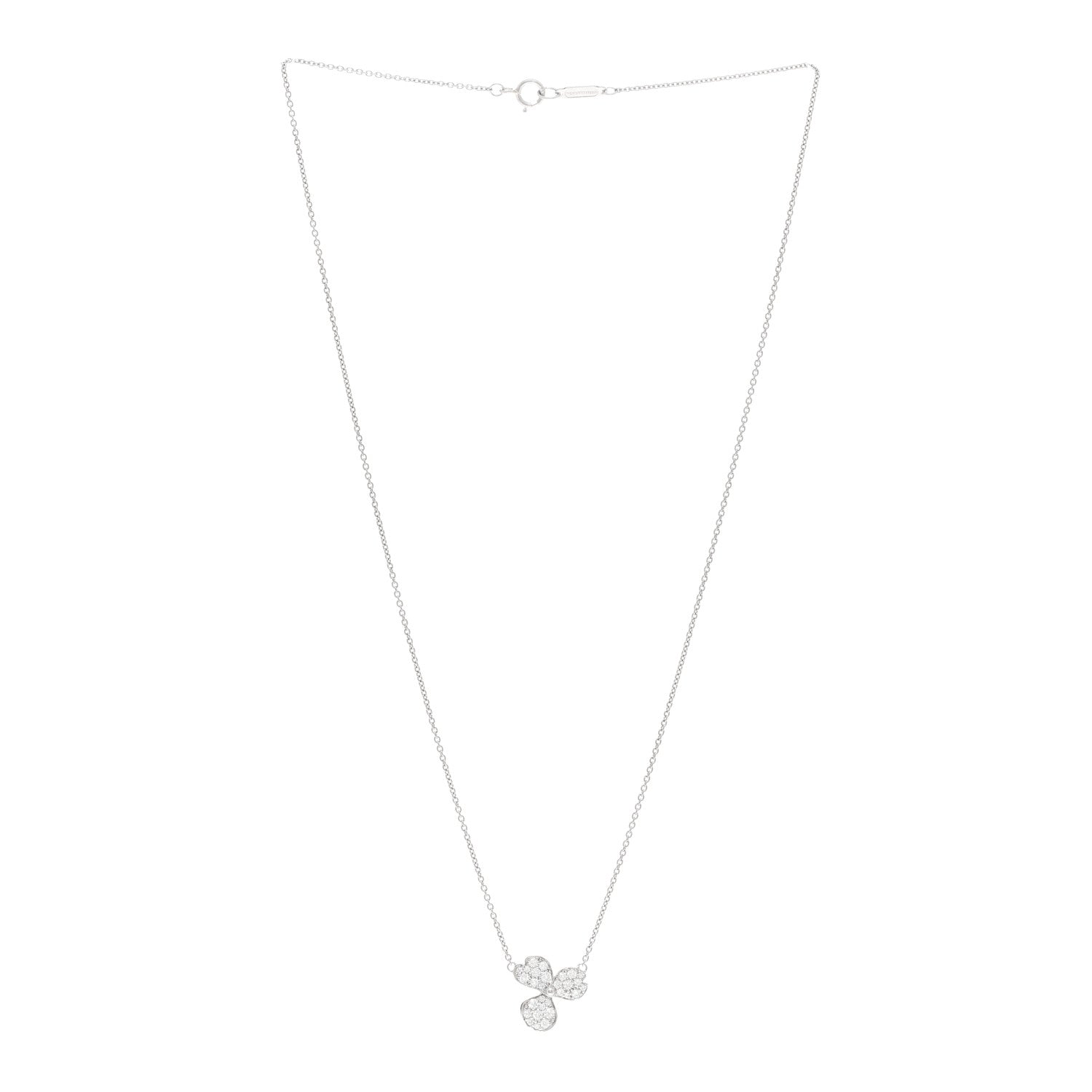 Tiffany Platinum Diamond Paper Flowers Pave Pendant Necklace 3 of 4