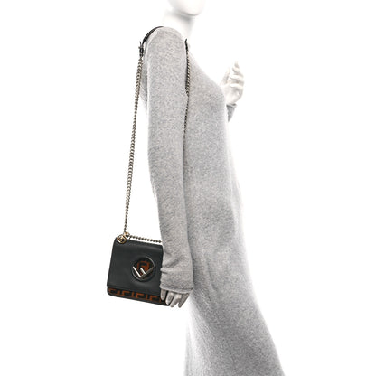 Fendi Vitello Century Velvet F is Fendi FF Small Kan I Shoulder Bag Black Tobacco 2 of 11