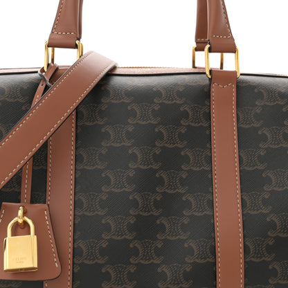Celine Triomphe Canvas Calfskin Large Boston Bag Tan 8 of 10