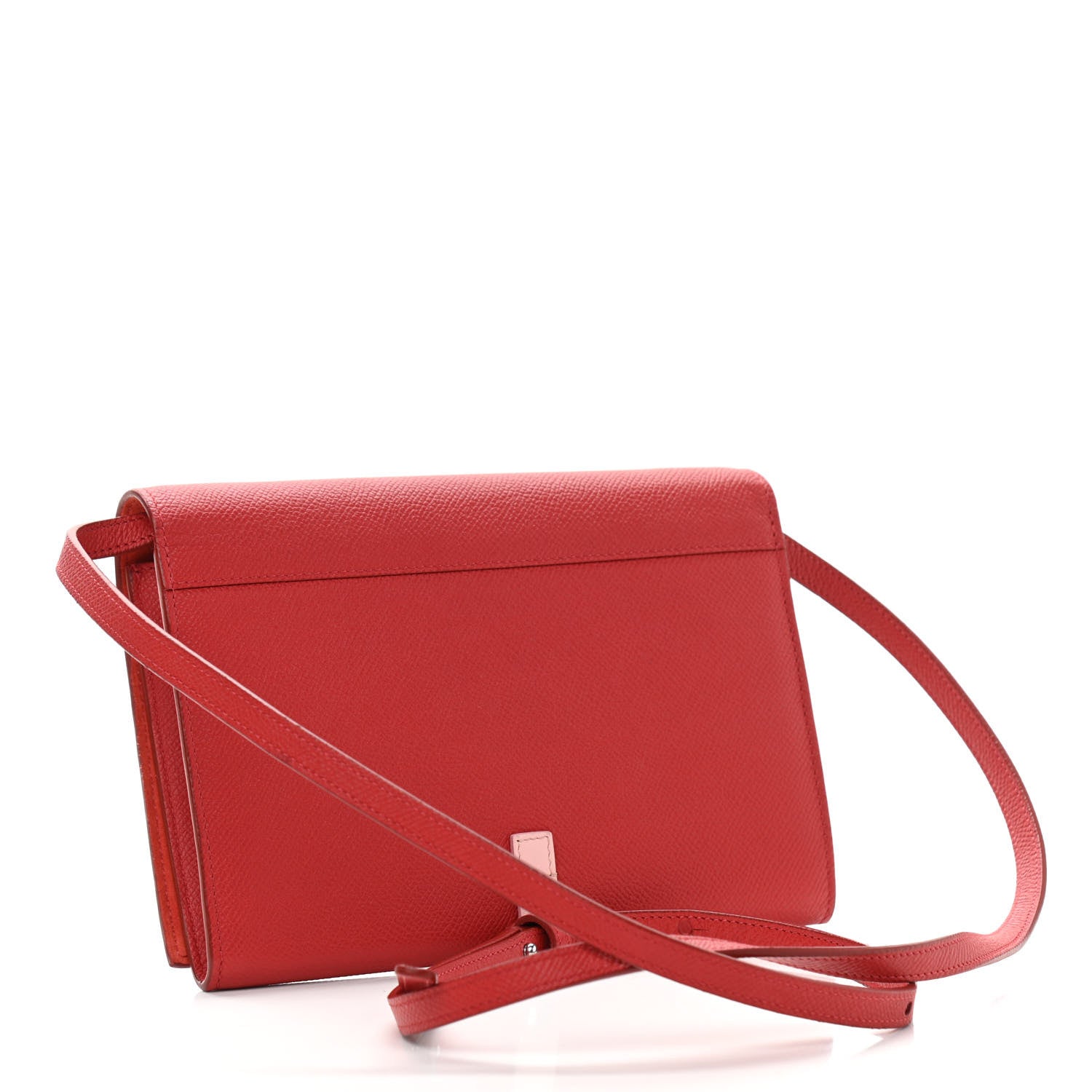 Celine Grained Calfskin Clutch On Strap Bag Scarlet 3 of 13