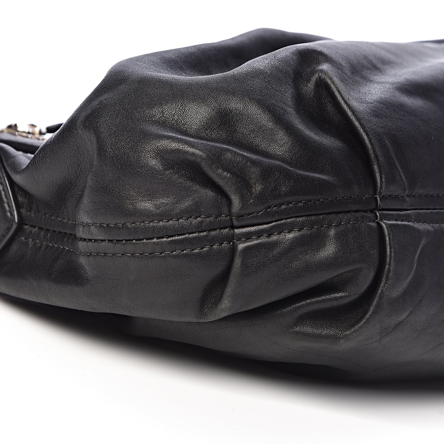 Soft Calfskin Pleated Hobo Black