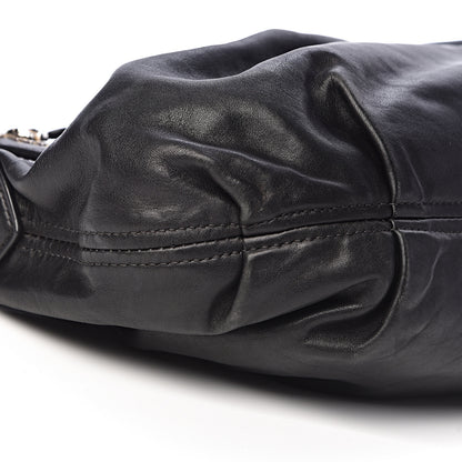 Prada Soft Calfskin Pleated Hobo Black 10 of 16
