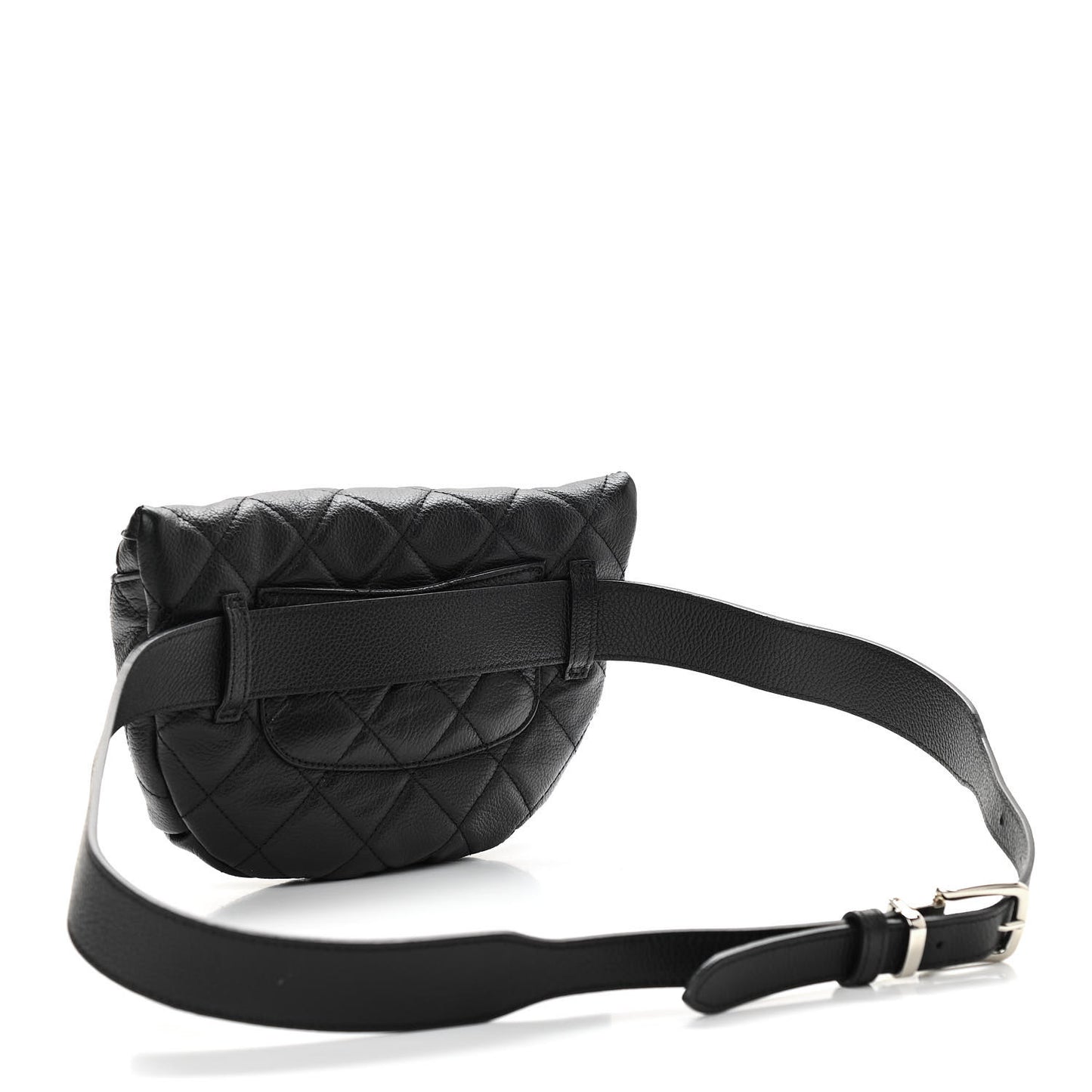 Grained Calfskin Quilted Waist Belt Bag Black