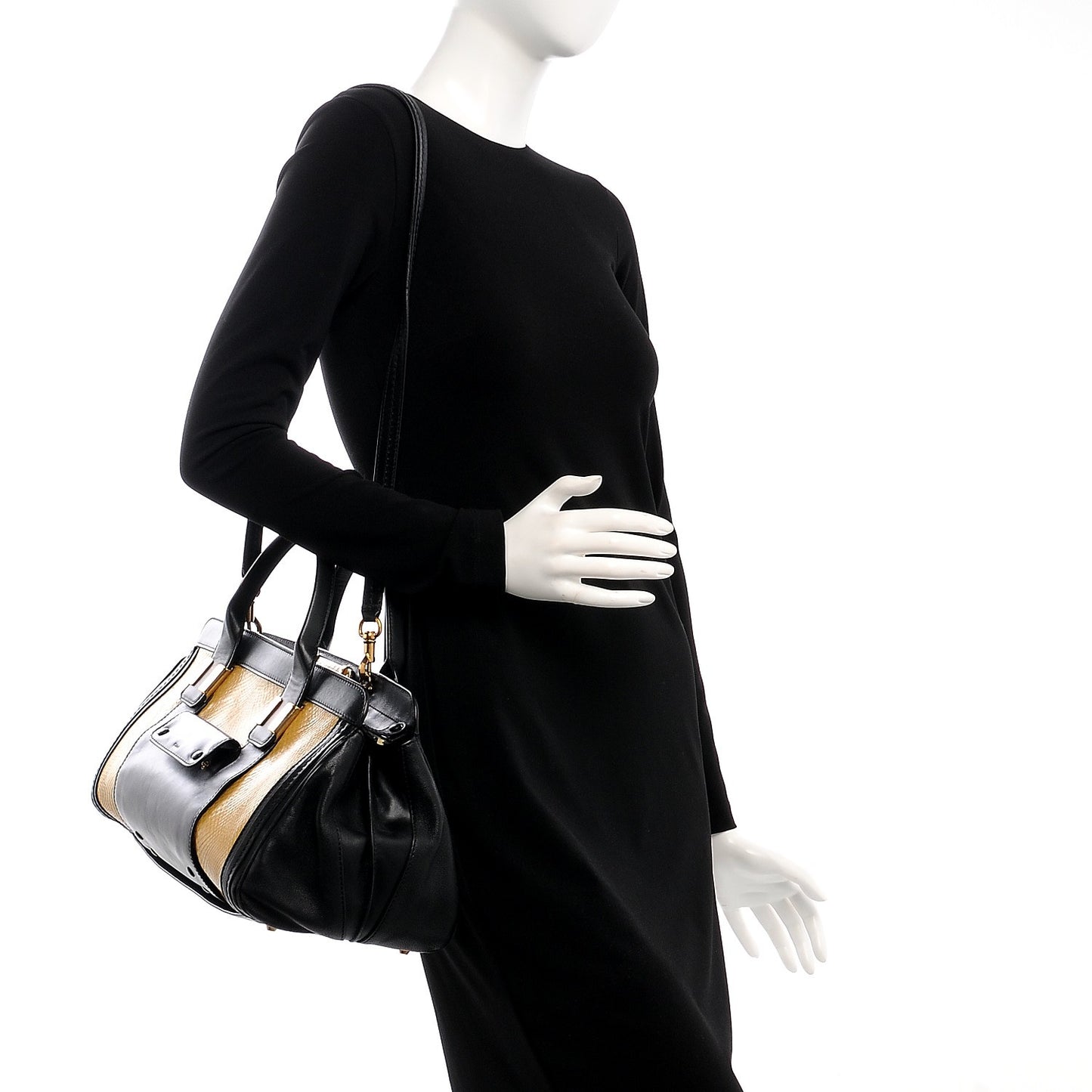 Python Calfskin Medium Alice Satchel Yellow Black