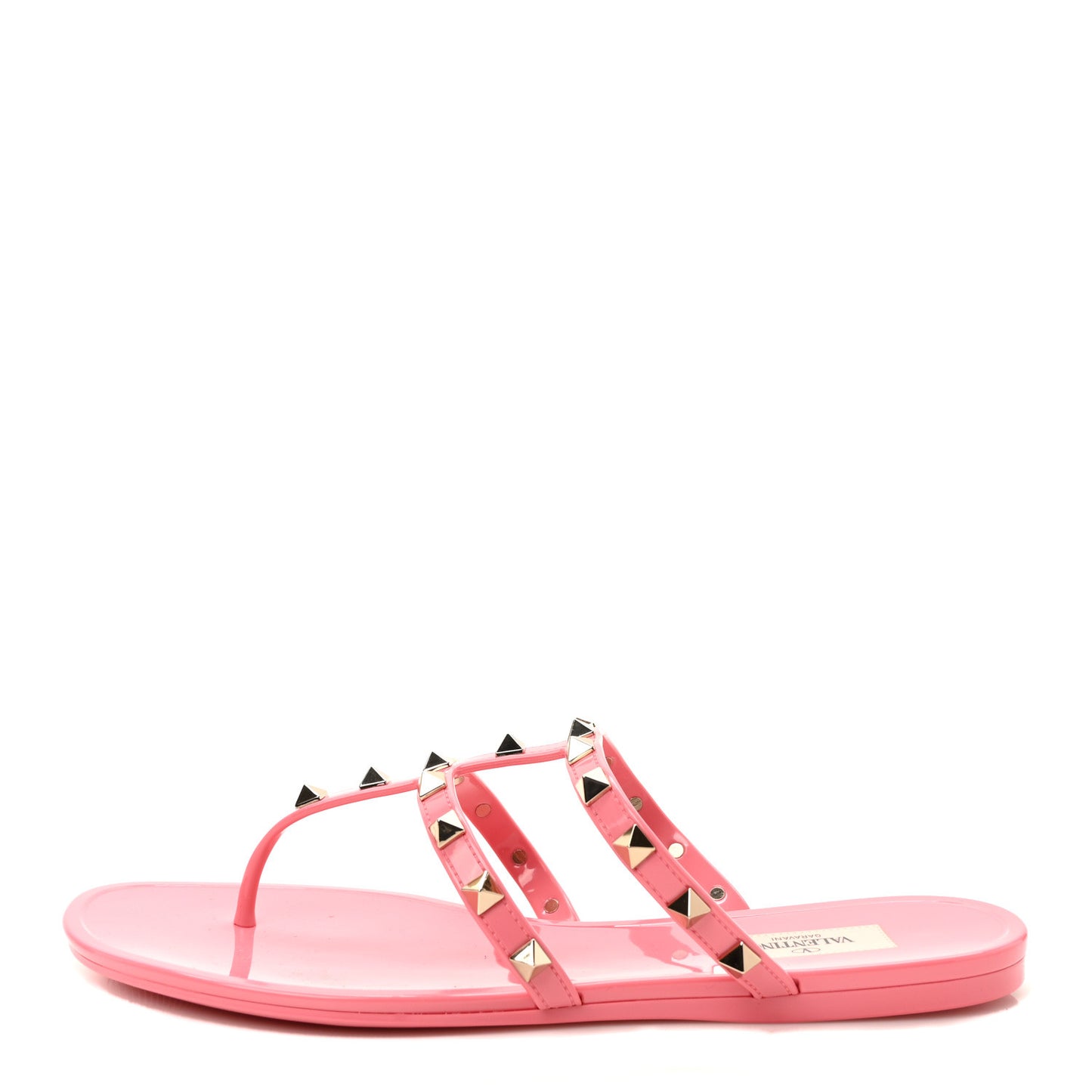 PVC Jelly Rockstud Caged Flat Thong Sandals 39 Dawn Pink
