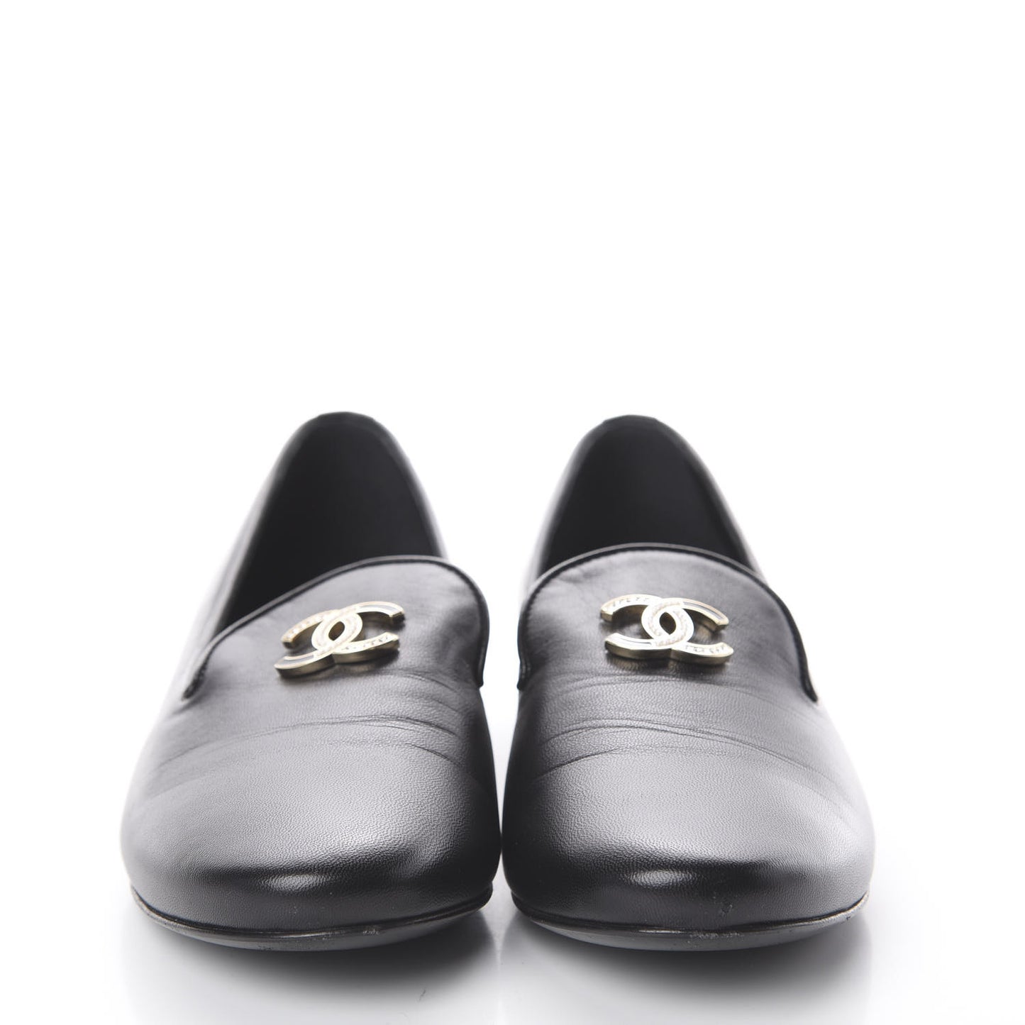 Lambskin CC Mocassin Loafers 38 Black