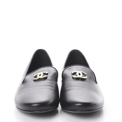 Chanel Lambskin CC Mocassin Loafers 38 Black 3 of 7