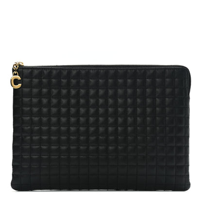 Celine Calfskin Quilted C Charm Pouch Black 1 of 7