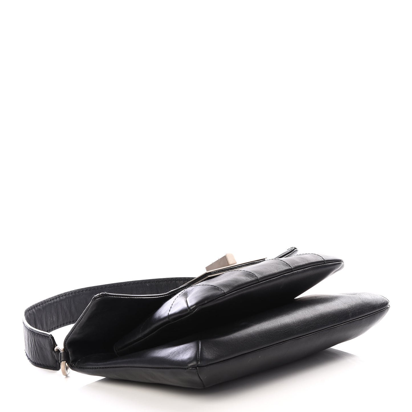 Calfskin Square Stitched Mademoiselle Shoulder Bag Black