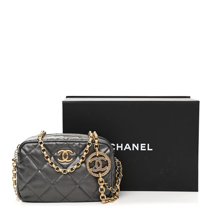Chanel Metallic Calfskin Pearl Quilted CC Mini Camera Case Ruthenium 11 of 11
