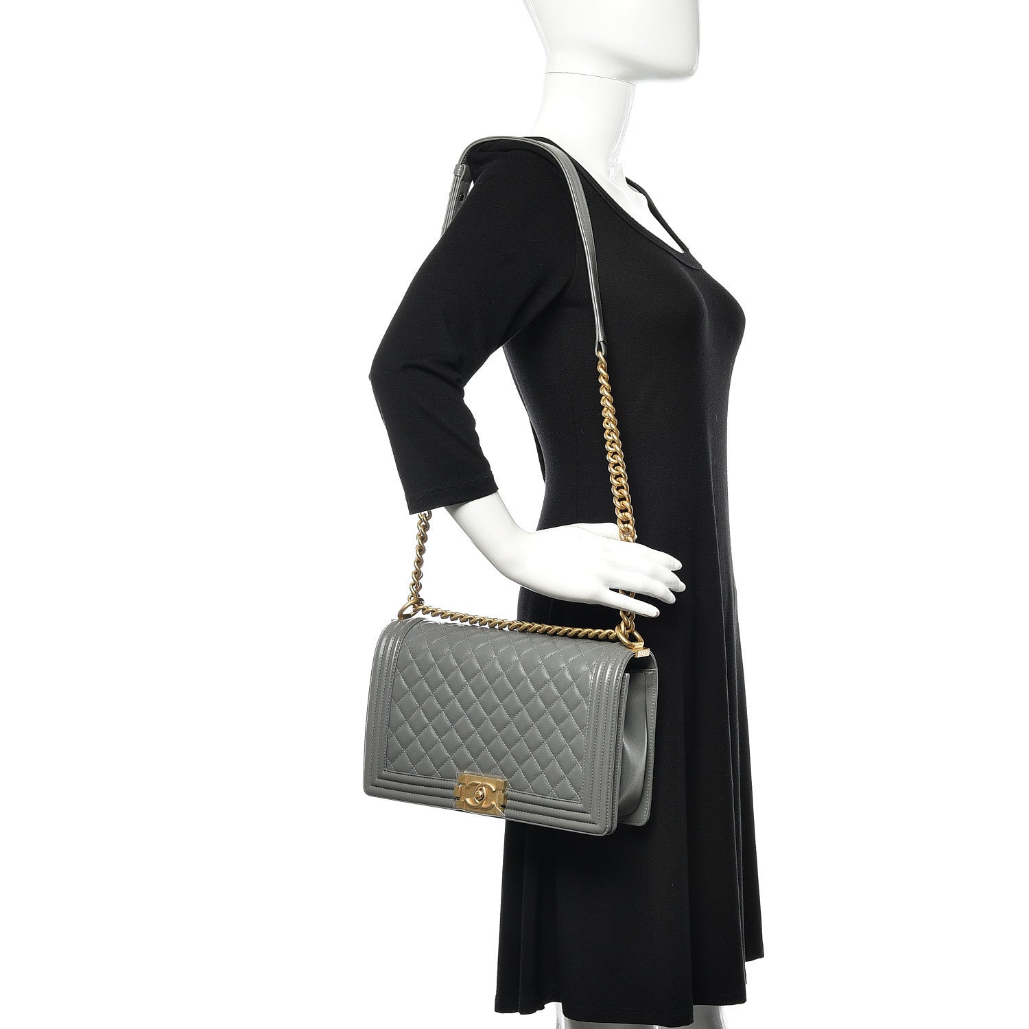 Chanel Lambskin Quilted New Medium Boy Flap Grey 2 of 11