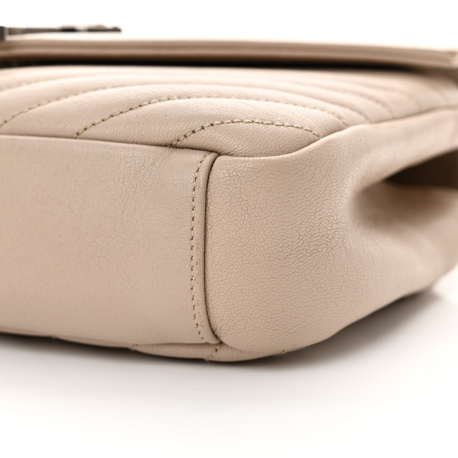 Saint Laurent Sheepskin Matelasse Chevron Monogram Medium College Bag Dark Beige 10 of 16