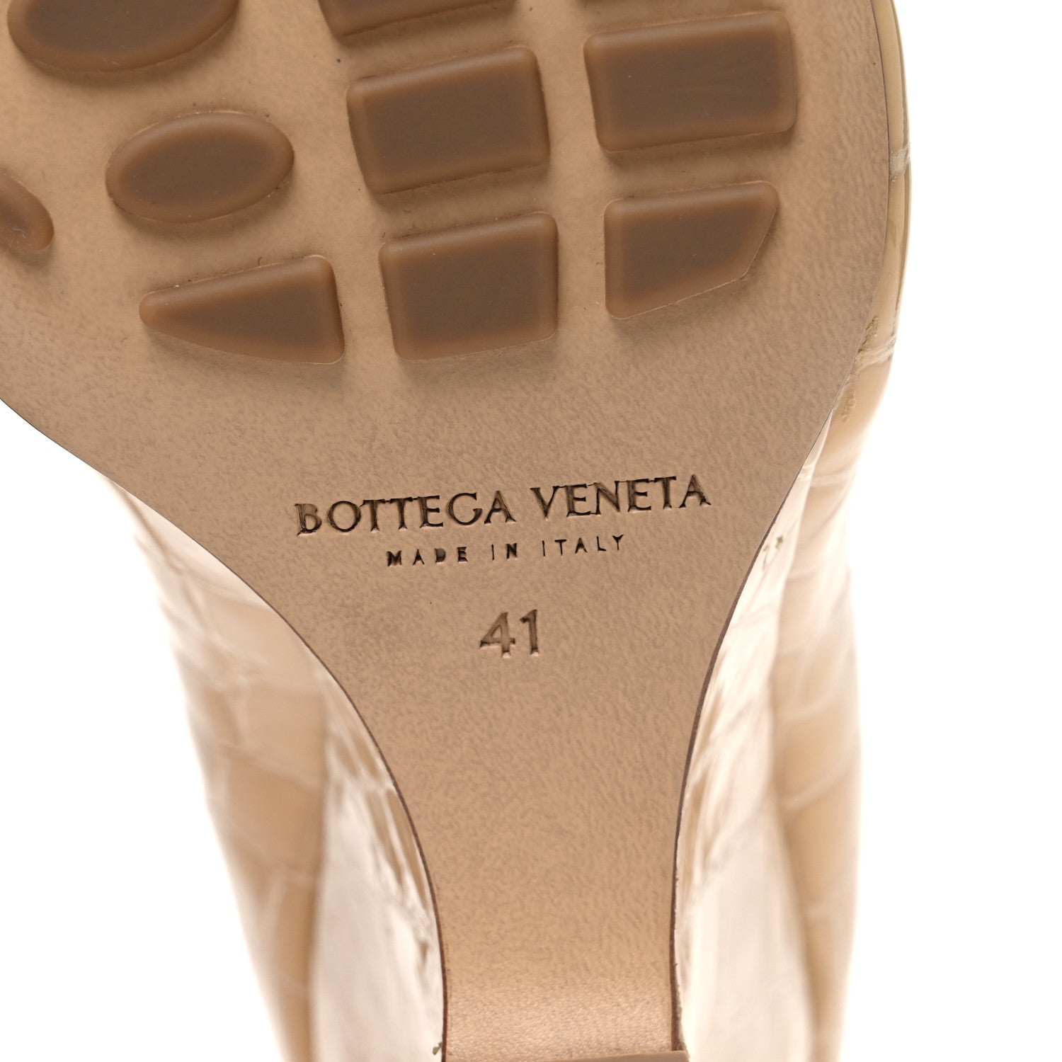 Bottega Veneta Gloss Calfskin Crocodile Embossed Punta Wedge Heel Sandals 41 Praline 8 of 9