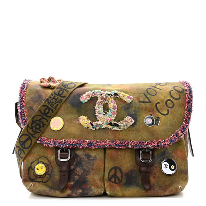Chanel Washed Toile Large Graffiti On The Pavements Messenger Khaki Multicolor 1 of 10