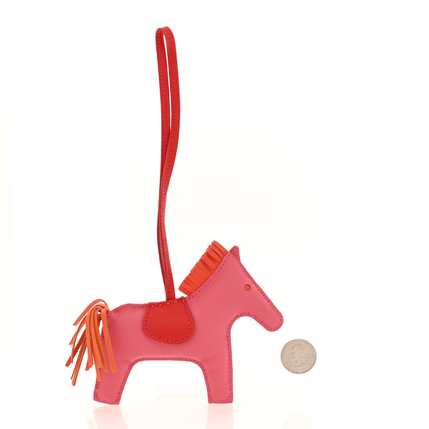 Milo Lambskin Grigri Rodeo Horse Bag Charm MM Rose Azalee Orange Poppy