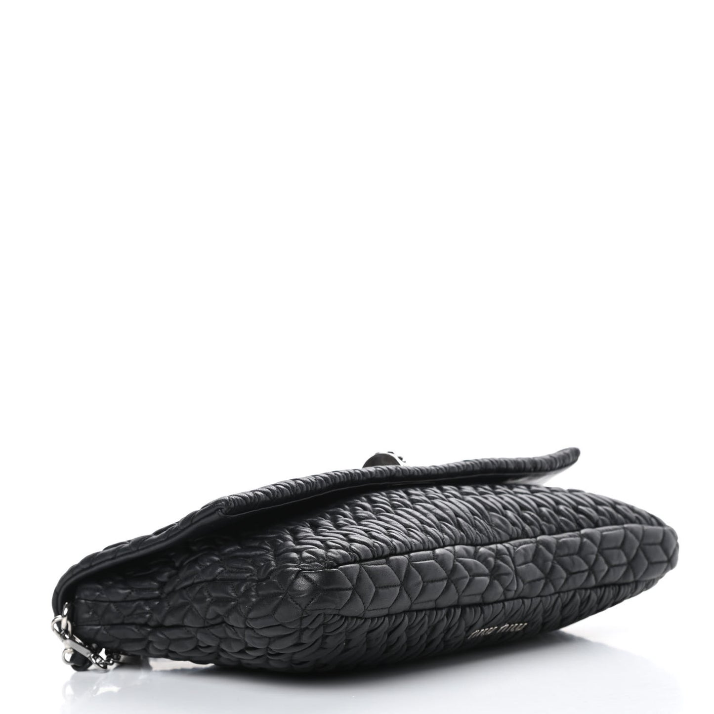 Nappa Matelasse Crystal Flap Clutch Black