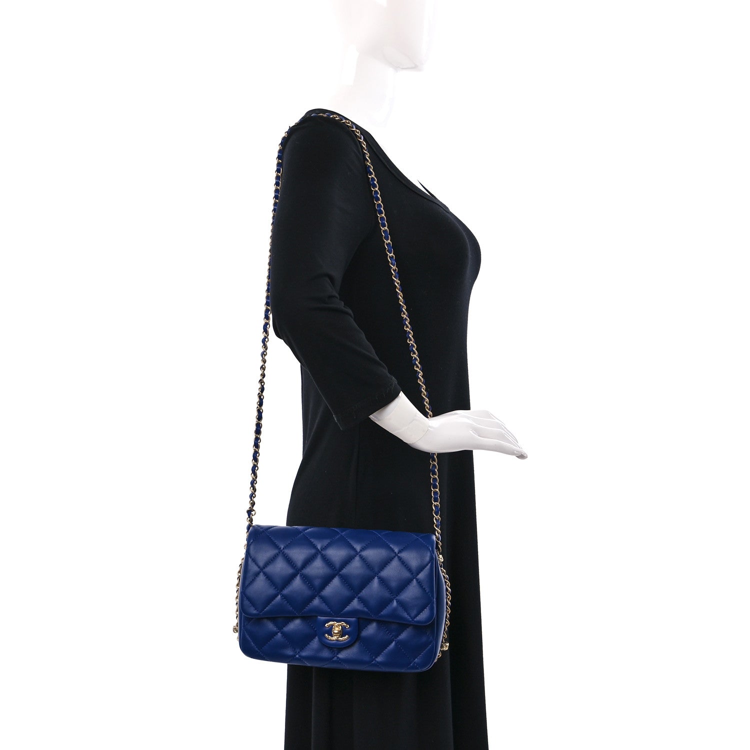 Chanel Lambskin Quilted Large CC Chain Flap Blue 2 of 9