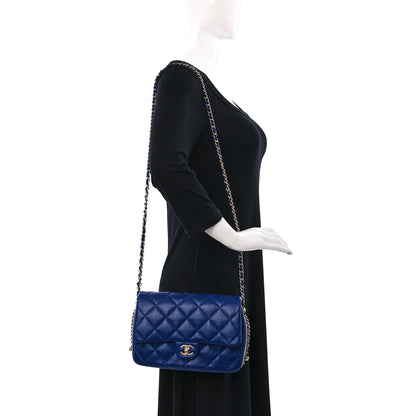 Chanel Lambskin Quilted Large CC Chain Flap Blue 2 of 9