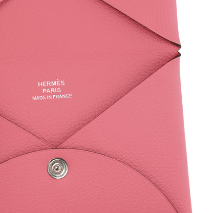 Hermes Evercolor Calvi Card Case Rose Azalee 6 of 8
