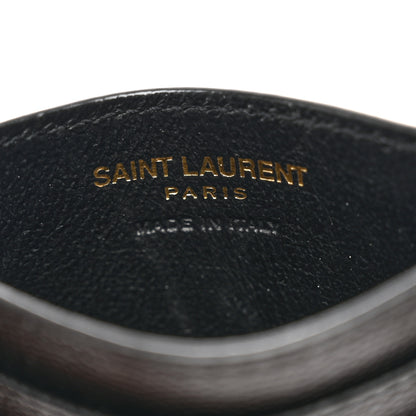 Saint Laurent Grain De Poudre Matelasse Chevron Monogram Credit Card Case Black 6 of 8