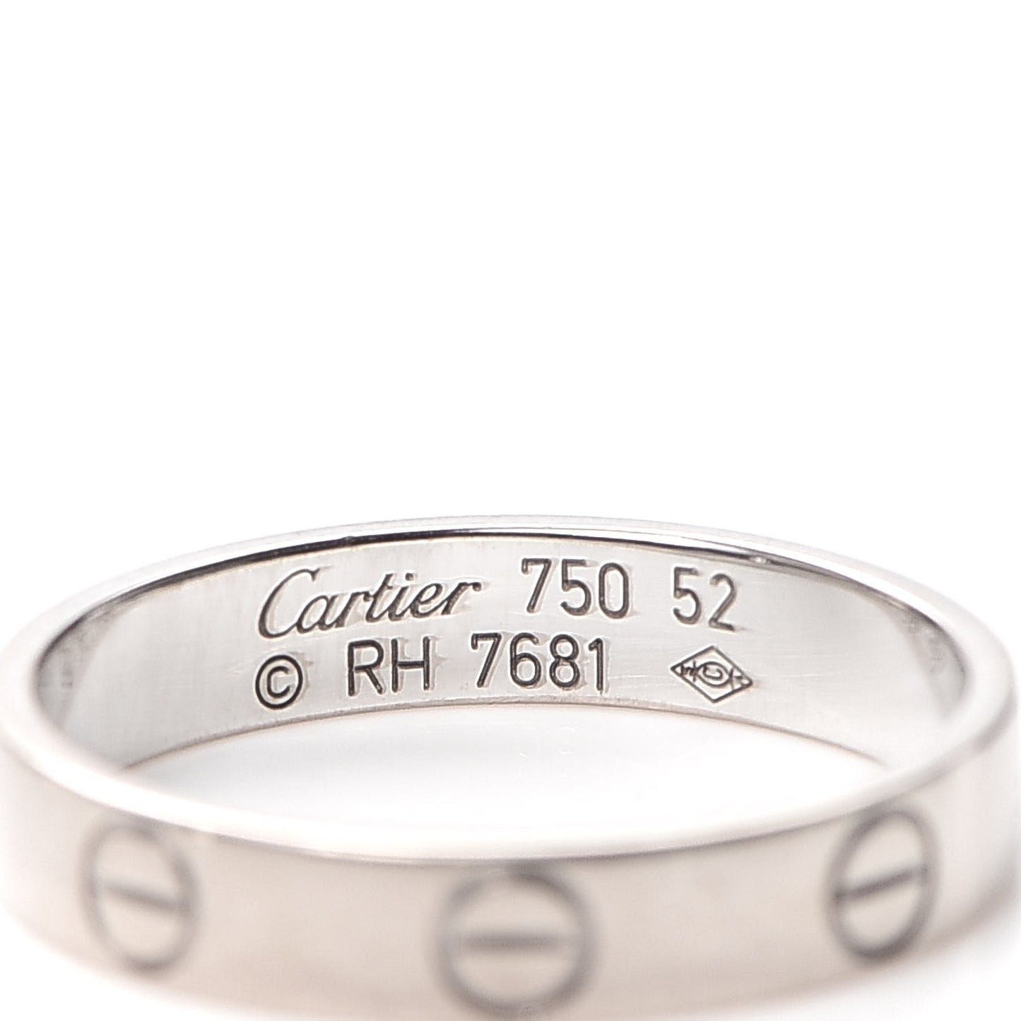 18K White Gold 3.5mm LOVE Wedding Band Ring 52 6