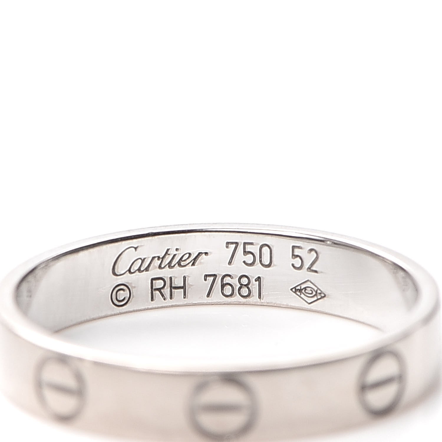 Cartier 18K White Gold 3.5mm LOVE Wedding Band Ring 52 6 4 of 4