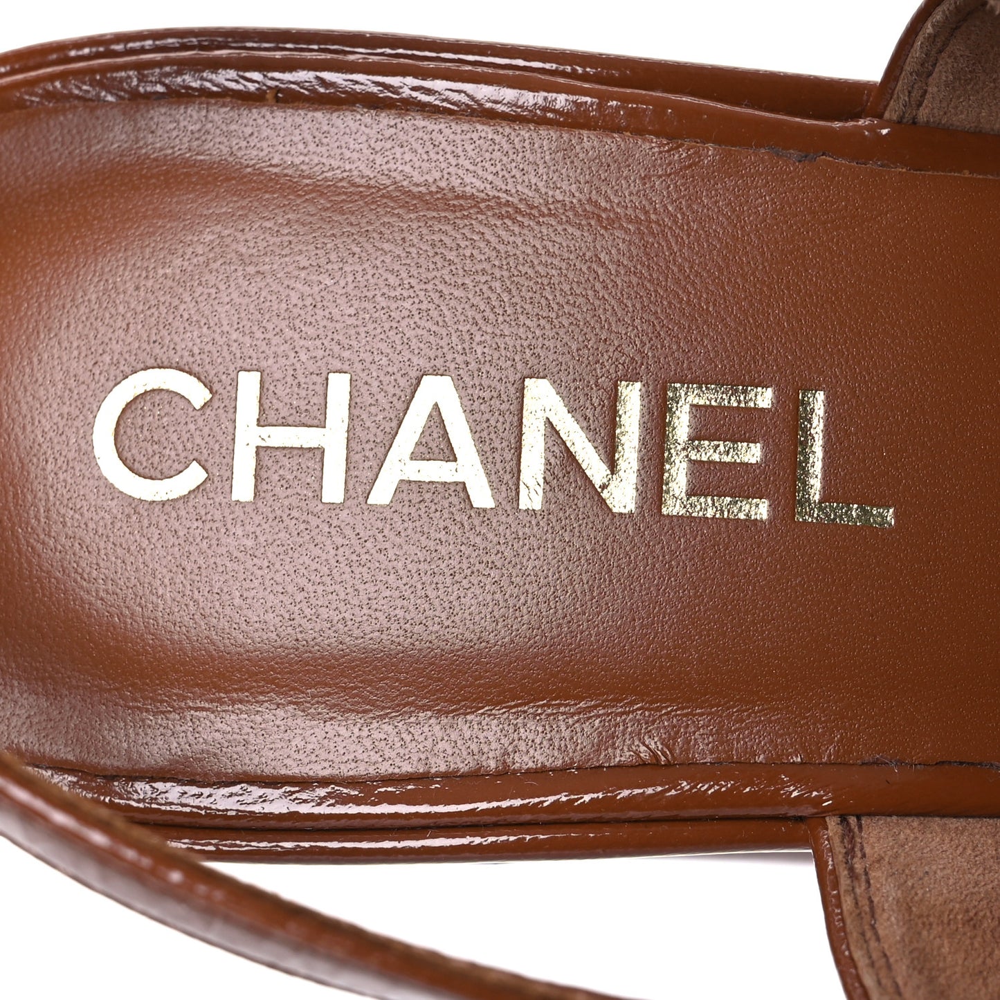 Crumpled Patent Lambskin Platform Sandals 40 Light Brown