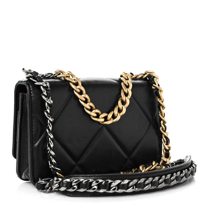 Chanel Lambskin Quilted Chanel 19 Wallet On Chain WOC Black 3 of 9