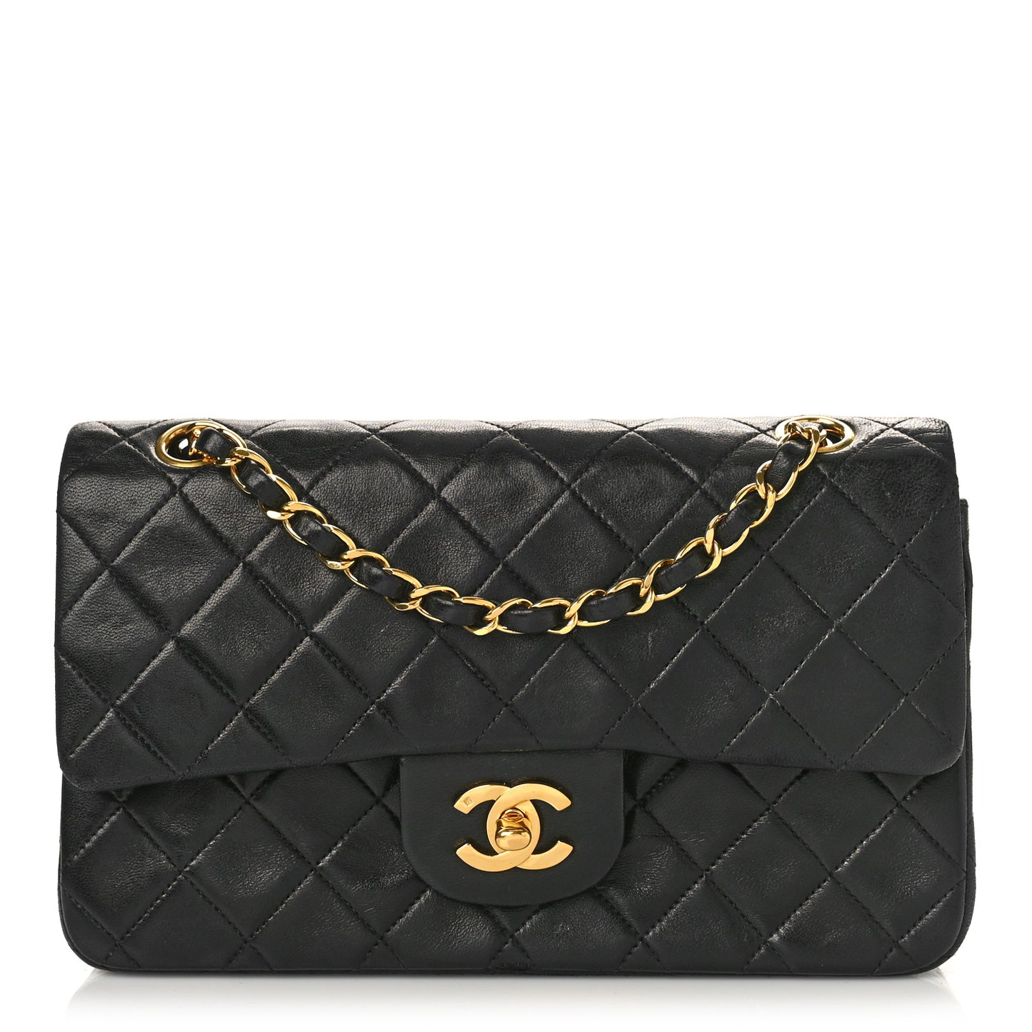 Lambskin Quilted Small Double Flap Black