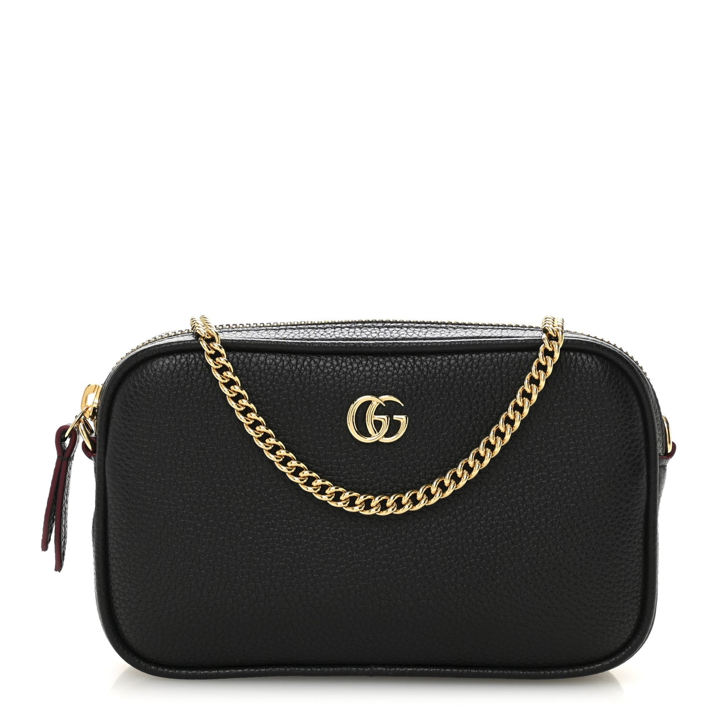 Dollar Calfskin Super Mini GG Marmont Chain Shoulder Bag Black