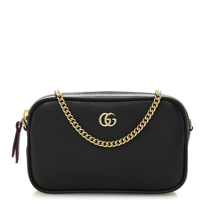 Gucci Dollar Calfskin Super Mini GG Marmont Chain Shoulder Bag Black 1 of 11