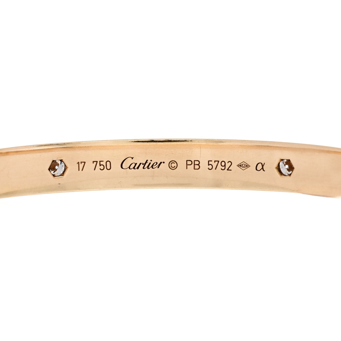 18K Yellow Gold 4 Diamond LOVE Bracelet 17