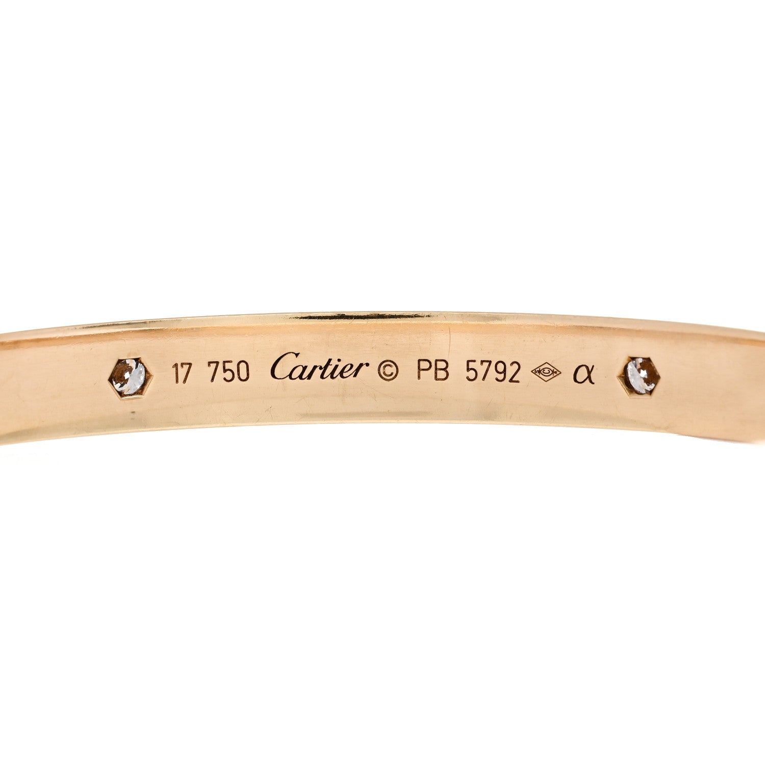 Cartier 18K Yellow Gold 4 Diamond LOVE Bracelet 17 4 of 5