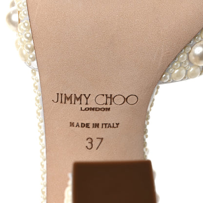 Jimmy Choo Pearl Satin Sacaria 120 Sandals 37 White 6 of 7