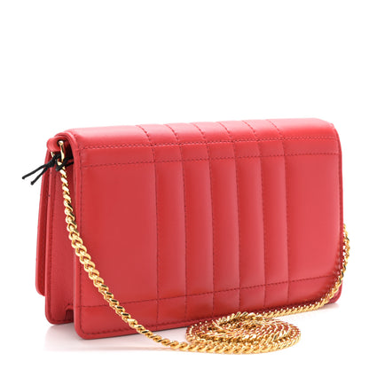 Burberry Lambskin Quilted Lola Clutch On Chain Bright Red 3 of 10