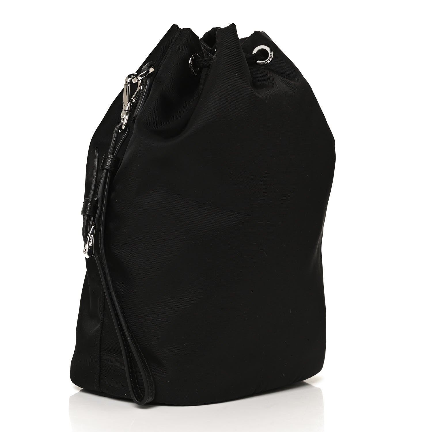 Prada Saffiano Tessuto Nylon Vela Bucket Wristlet Black 3 of 8