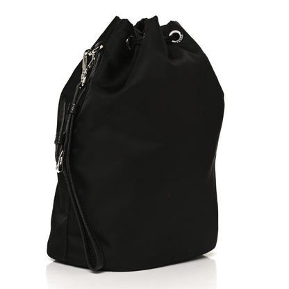Prada Saffiano Tessuto Nylon Vela Bucket Wristlet Black 3 of 8