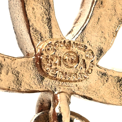 Chanel Crystal CC Medallion Drop Earrings Gold 4 of 4