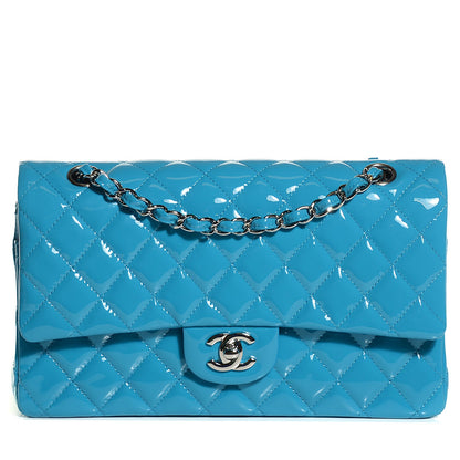 Chanel Patent Calfskin Quilted Medium Double Flap Turquoise 1 of 8