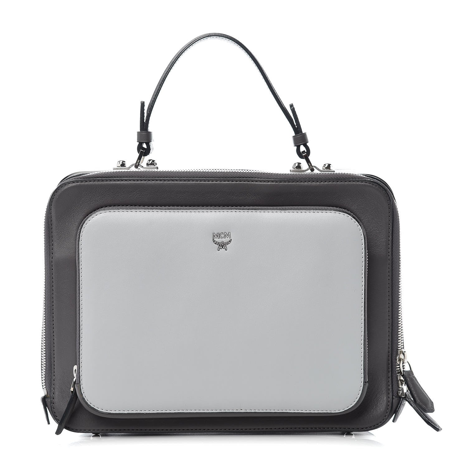 MCM Calfskin Top Handle Bag Mono Grey 1 of 10