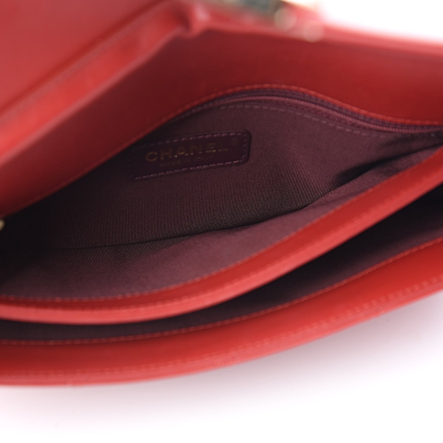 Lambskin Quilted Retro Label Clutch Red