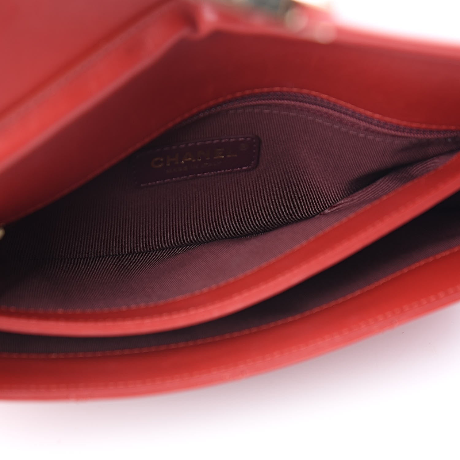 Chanel Lambskin Quilted Retro Label Clutch Red 6 of 11