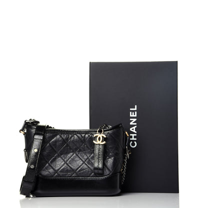Chanel Aged Calfskin Quilted Small Gabrielle Hobo Black 10 of 10