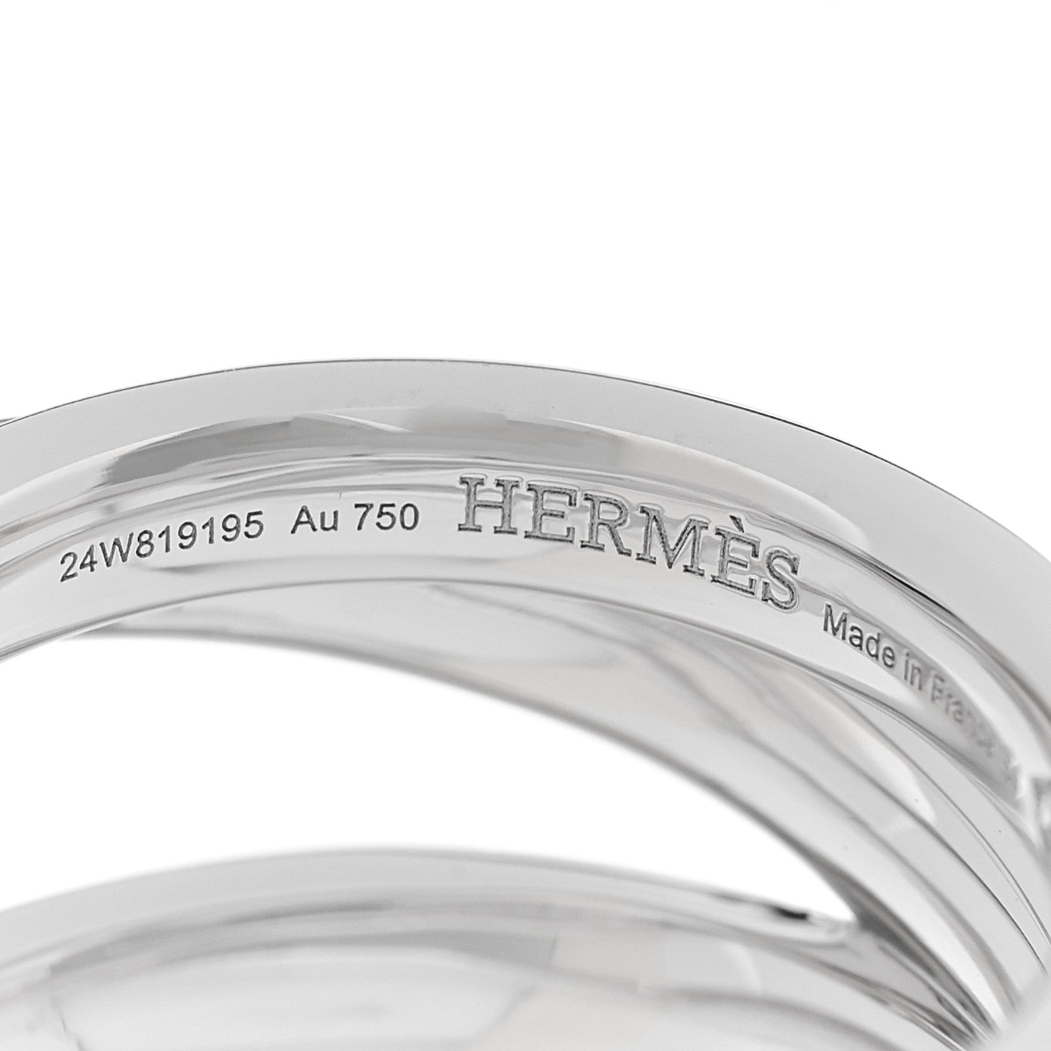 Hermes 18K White Gold Diamond GM Etriviere Ring  54 7 4 of 5