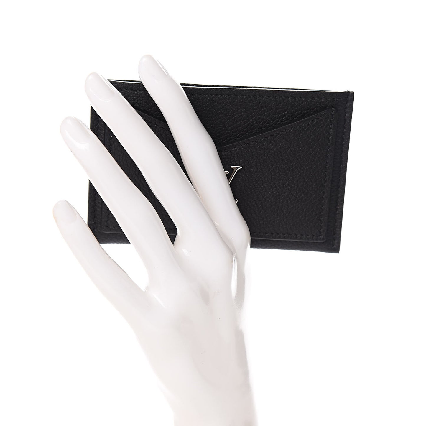 Calfskin Lockme Card Holder Black