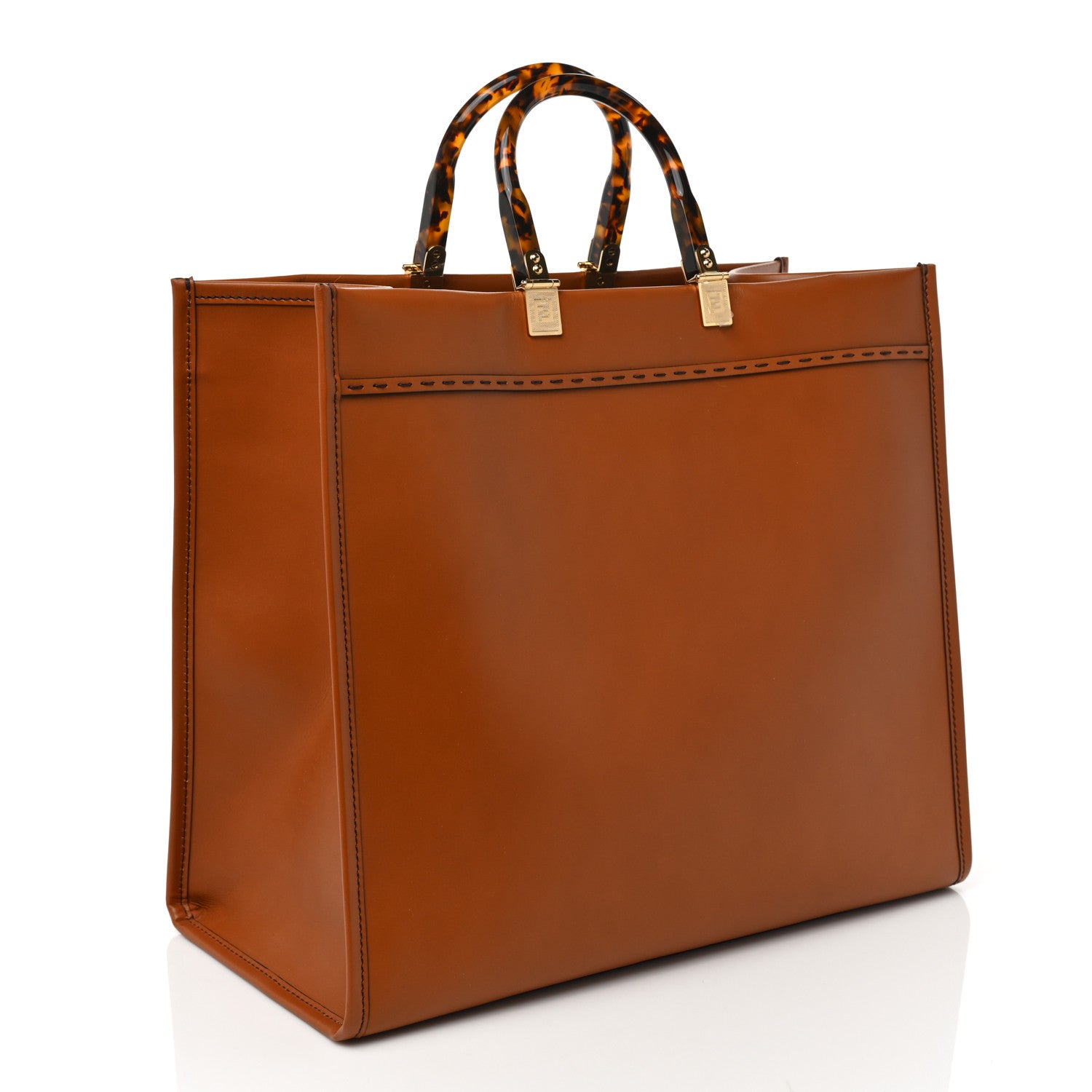 Fendi Vitello King Plexiglass Large Fendi Sunshine Shopper Tote Cuoio 3 of 8