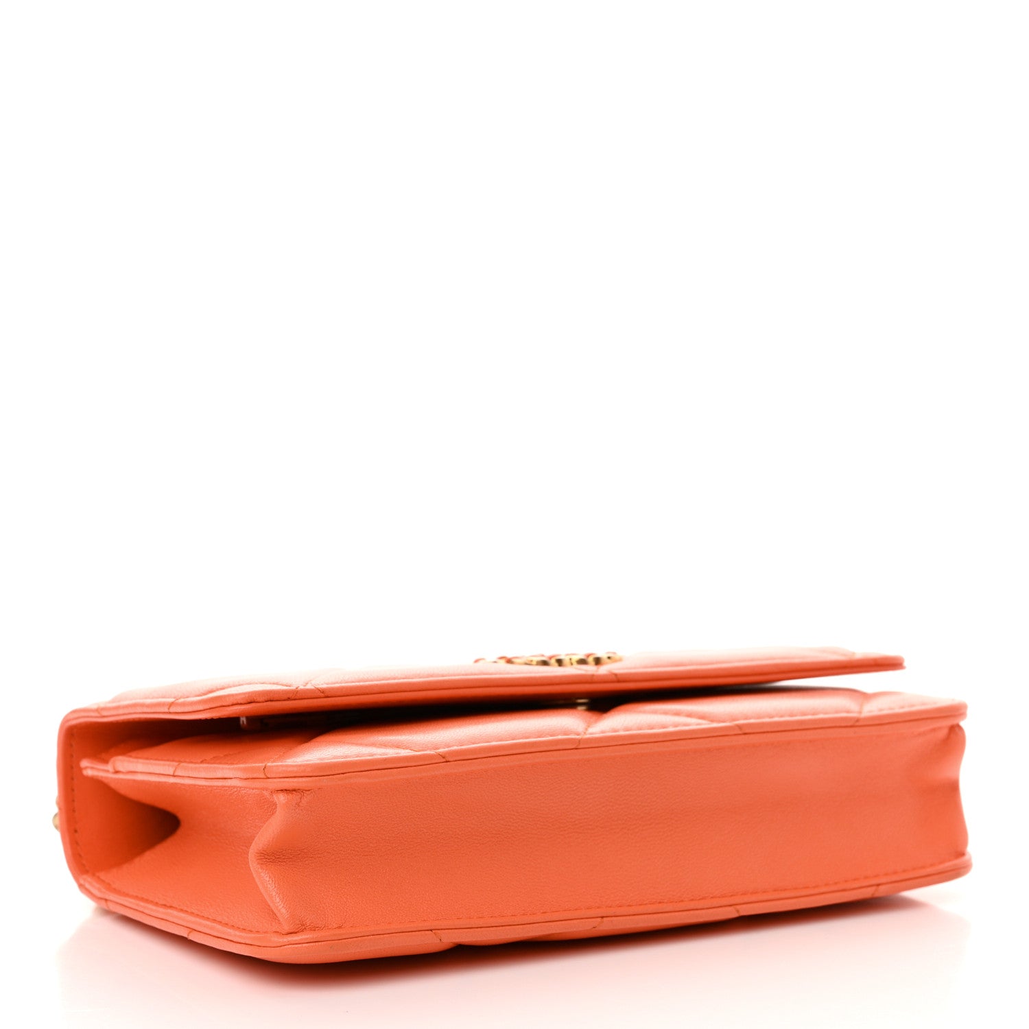 Chanel Lambskin Quilted Chanel 19 Wallet On Chain WOC Orange 4 of 14