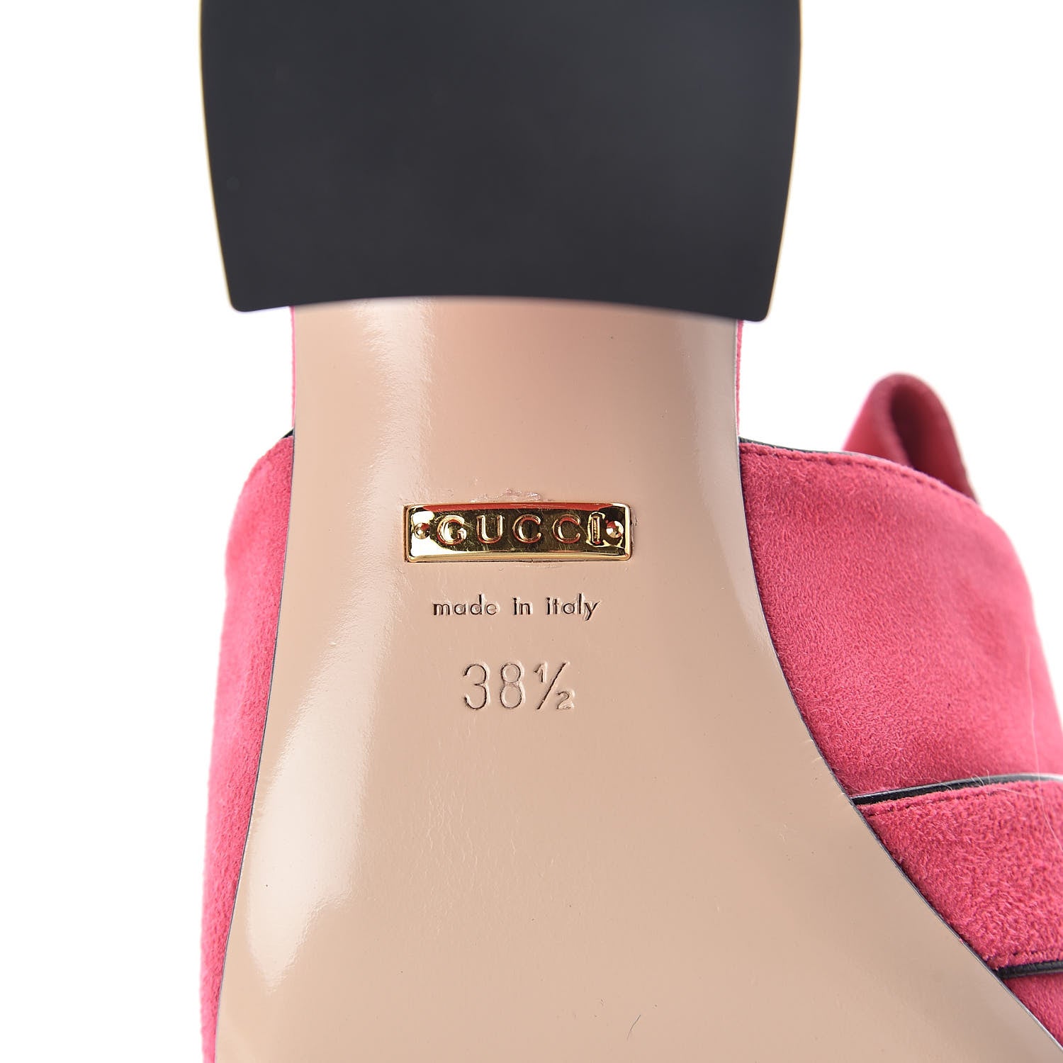 Gucci Kid Scamosciato GG Marmont Fringe 75mm Slide Sandals 38.5 Hot Pink 6 of 7