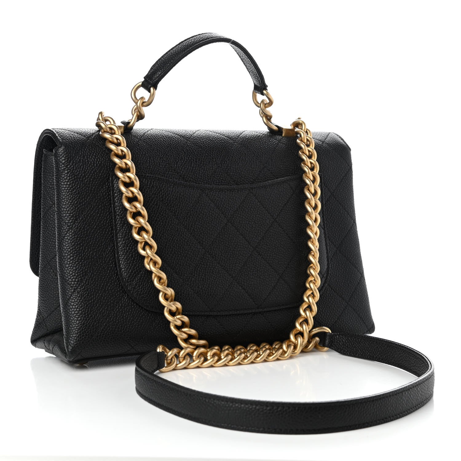 Chanel Grained Calfskin Small Stitched Flap Black 3 of 11